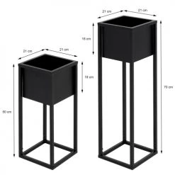 ML-Design Pots, Cache-pots Et Jardinières D'extérieur Set 2x Supports Plantes Noir Carré Métal 21x50/70x21cm -Parasols Soldes Magasin set 2x supports plantes noir carre metal 21x50 70x21cm 2
