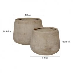 Now’s Home Pots, Cache-pots Et Jardinières D'extérieur Set De 2 Pots Ronds En Terre D'argile Forme Basse D41cm Et D55cm -Parasols Soldes Magasin set de 2 pots ronds en terre d argile forme basse d41cm et d55cm 4