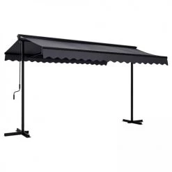 Oviala Parasols Store Double Gris Pente Motorisé Avec Coffre 3x4m -Parasols Soldes Magasin store double gris pente motorise avec coffre 3x4m 4