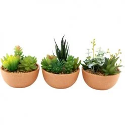 Sil Plantes D'intérieur Et Fleurs D'intérieur Succulentes Artificielles En Pot Terracotta 12 X 13.5 Cm (lot De 3)