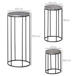 Outsunny Pots, Cache-pots Et Jardinières D'extérieur Support Pot De Fleurs 3 Pièces Métal époxy Plateaux Aspect Marbre Gris -Parasols Soldes Magasin support pot de fleurs 3 pieces metal epoxy plateaux aspect marbre gris 2