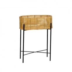 Wadiga Pots, Cache-pots Et Jardinières D'extérieur Support Pot Plante En Rotin Synthétique Et Métal Noir 49x20x66cm