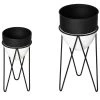 Outsunny Pots, Cache-pots Et Jardinières D'extérieur Supports De Pots De Fleurs Design - Lot De 2 Métal époxy Noir Blanc -Parasols Soldes Magasin supports de pots de fleurs design lot de 2 metal epoxy noir blanc