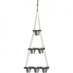 Aubry Gaspard Pots, Cache-pots Et Jardinières D'extérieur Suspension 6 Cache-pots En Acier Galvanisé 130 Cm