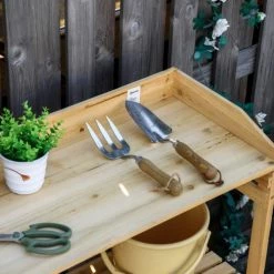 Outsunny Pots, Cache-pots Et Jardinières D'extérieur Table De Rempotage étagère à Lattes Sapin Pré-huilé -Parasols Soldes Magasin table de rempotage etagere a lattes sapin pre huile 3