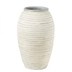 Maisons Du Monde Pots, Cache-pots Et Jardinières D'extérieur Vasque Rayurée Blanche Et Grise H62