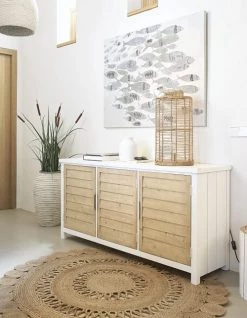 Maisons Du Monde Pots, Cache-pots Et Jardinières D'extérieur Vasque Rayurée Blanche Et Grise H62 -Parasols Soldes Magasin vasque rayuree blanche et grise h62 1000 10 30 190393 8